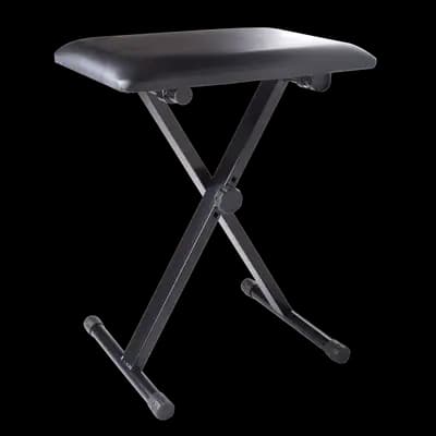 SILLA PARA TECLADO O PIANO, DE METAL CON ALMOHADA DE ESPUMA Y VINIL, COLOR NEGRO